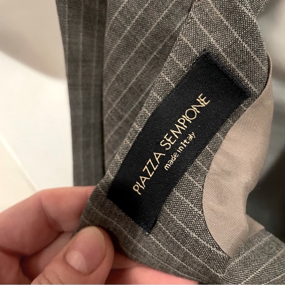 PIAZZA SEMPIONE Grey & White Pinstripe Virgin Wool Sleeveless Tiered Dress US 2 - Picture 12 of 12